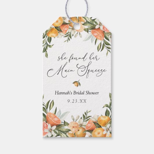 Orange-Brautparty Geschenkanhänger (Vorderseite)