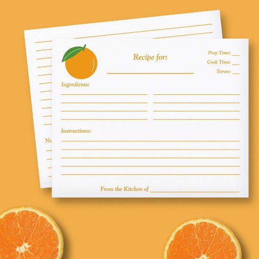 Orange Brautparty Rezept Card