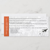 Orange Brazil Wedding Boarding Pass Einladung (Rückseite)