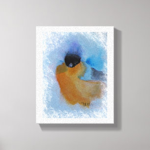 Orange Breasted Winter Bird Watercolor Leinwanddruck