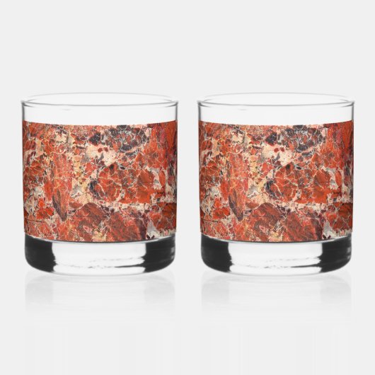 Orange Brecciated Jasper Stone Pattern Whiskyglas (Vorderseite)