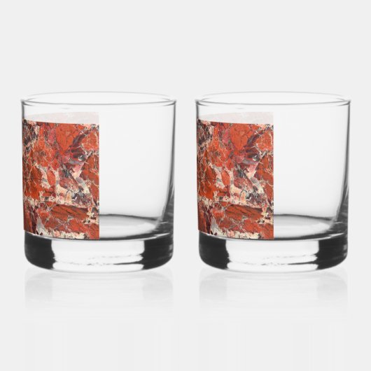 Orange Brecciated Jasper Stone Pattern Whiskyglas (Links)