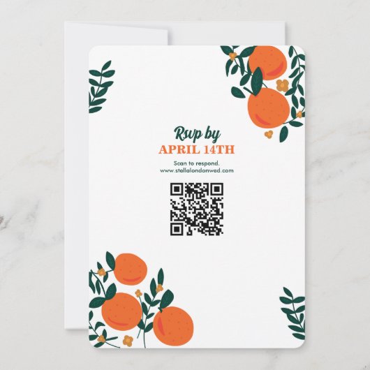 Orange Breeze Wedding Einladung (Rückseite)