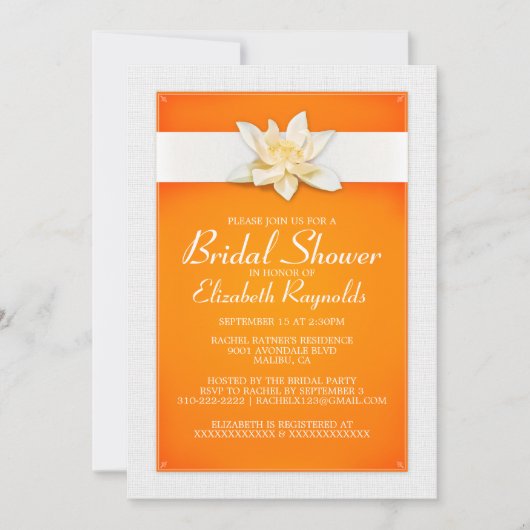 Orange Bridal Dusche Einladungen (Vorderseite)
