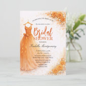 Orange Bridesmaid Dress Bridal Shower Einladung (Stehend Vorderseite)