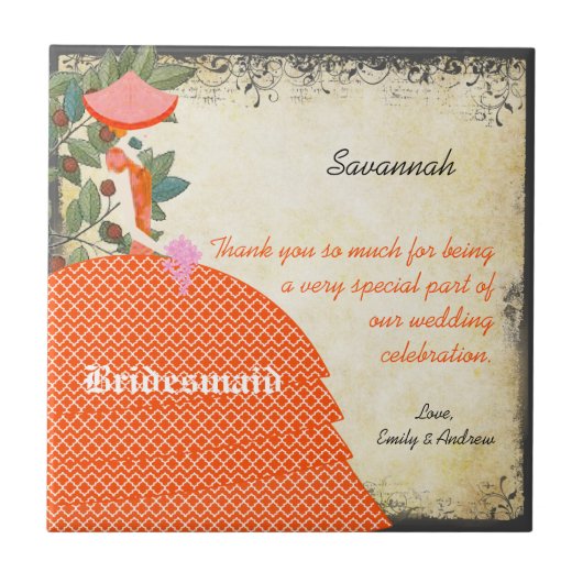 Orange Bridesmaid Vielen Dank, dass Sie das Gewand Fliese (Vorderseite)