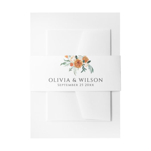 Orange Bright Boho Fall Floral Wedding Einladungsbanderole (Vorderseite Beispiel)