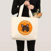Orange Brindle spreche ich Frenchie Jumbo Stoffbeutel (Vorderseite (Produkt))
