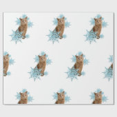 Orange British Shorthair Cat im Schneeflocken Geschenkpapier (Flach)