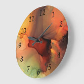 Orange Brown Abstrakt 59 Große Wanduhr (Winkel)