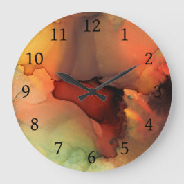 Orange Brown Abstrakt 59 Große Wanduhr