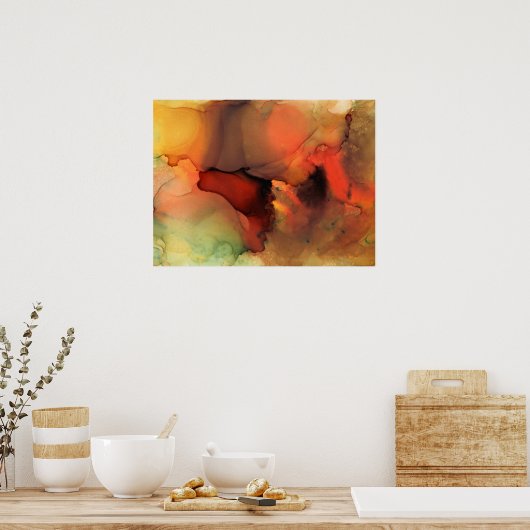 Orange Brown Abstrakt 59 Print Poster (Küche)
