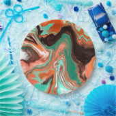 Orange Brown Abstrakt Art Birthday Party Marmor Pappteller (Party)