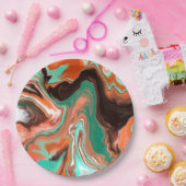 Orange Brown Abstrakt Art Birthday Party Marmor Pappteller (Party)