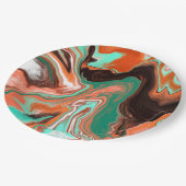 Orange Brown Abstrakt Art Birthday Party Marmor Pappteller (Schrägansicht)