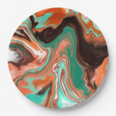 Orange Brown Abstrakt Art Birthday Party Marmor Pappteller (Vorderseite)
