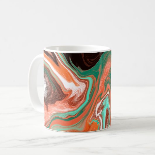 Orange Brown Abstrakt Art modern Kaffeetasse (Vorderseite Links)