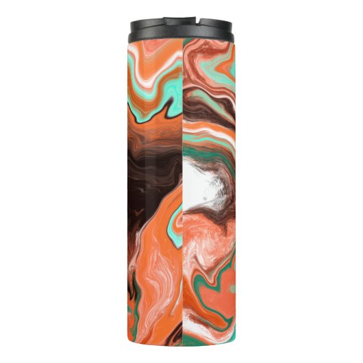 Orange Brown Abstrakt Art modern Thermal Tumbler Thermosbecher (Rückseite)