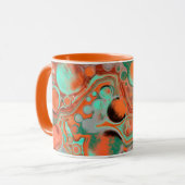 Orange Brown Abstrakt Art Moderne Kaffee Tasse (Vorderseite Links)
