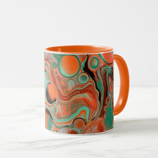 Orange Brown Abstrakt Art Moderne Kaffee Tasse (VorderseiteRechts)