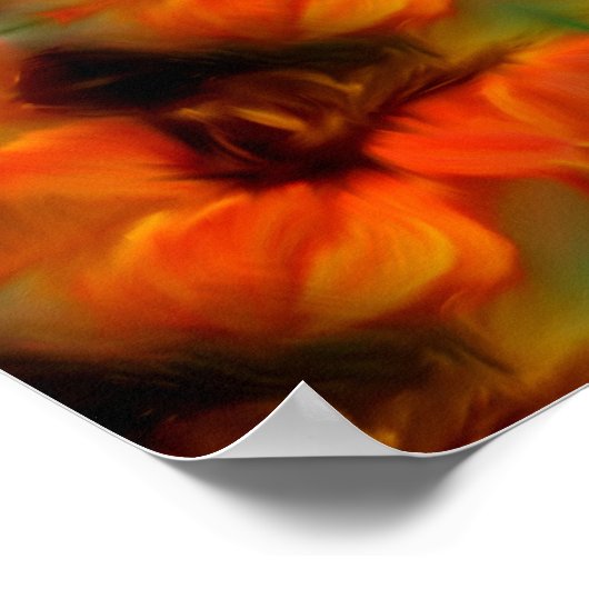 Orange Brown Abstrakte Blume Art Poster (Ecke)