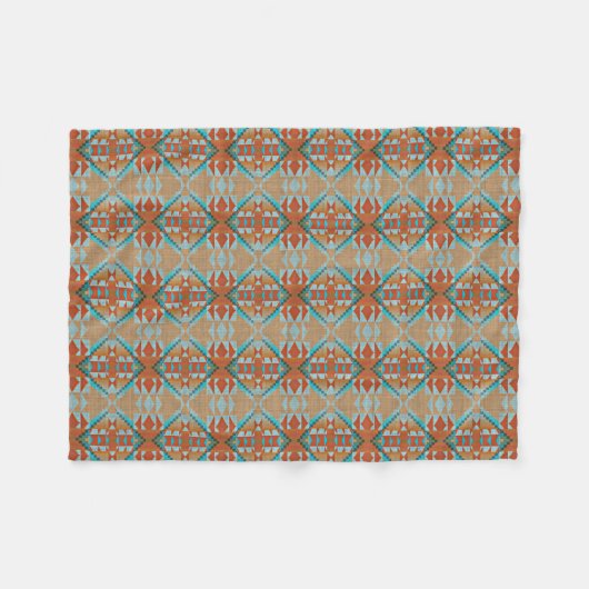 Orange Brown Aqua Fleecedecke (Vorderseite (Horizontal))