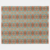 Orange Brown Aqua Fleecedecke (Vorderseite (Horizontal))