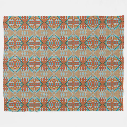 Orange Brown Aqua Fleecedecke (Vorderseite (Horizontal))