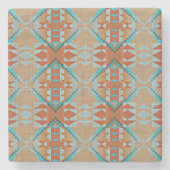 Orange Brown Aqua Steinuntersetzer (Vorderseite)