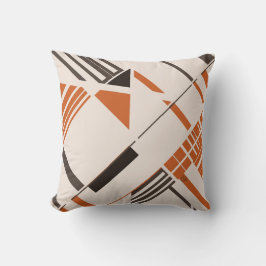 Orange Brown auf Beige Geometrie Abstrakter MCM Lo Kissen