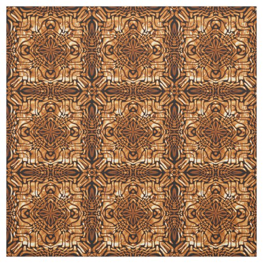 Orange Brown Bali Batik Style Paisley Pattern Stoff (Muster)