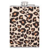 Orange Brown Black Leopard Animal Print Flachmann (Rückseite)