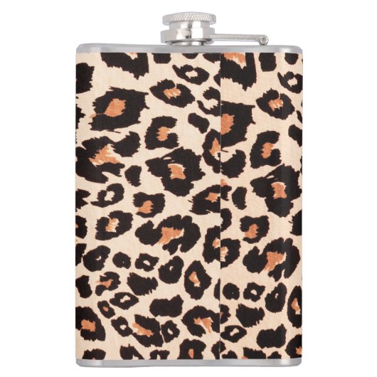 Orange Brown Black Leopard Animal Print Flachmann (Rückseite)