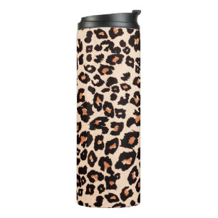 Orange Brown Black Leopard Animal Print Thermosbecher