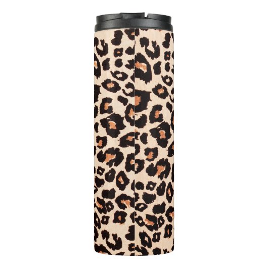 Orange Brown Black Leopard Animal Print Thermosbecher (Rückseite)