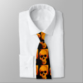 Orange, Brown & Black Pop Art Skull Neck Wear Krawatte (Gebunden)