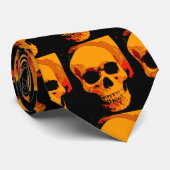 Orange, Brown & Black Pop Art Skull Neck Wear Krawatte (Gerollt)