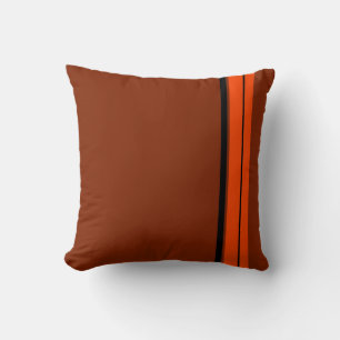 Orange Brown Black Stripes Art Design Abstrakt Kissen