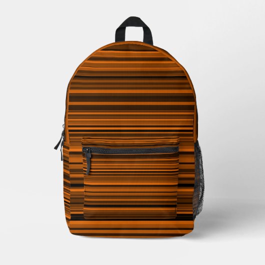 Orange Brown Black Stripes Bedruckter Rucksack (Vorderseite)