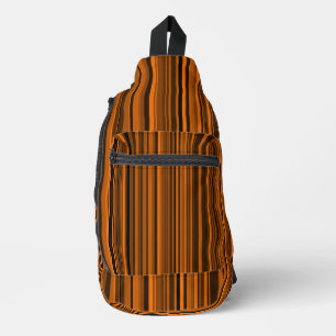 Orange Brown Black Stripes Crossbody Bag