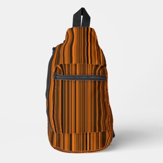 Orange Brown Black Stripes Crossbody Bag (Vorderseite)