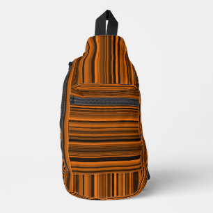 Orange Brown Black Stripes Crossbody Bag