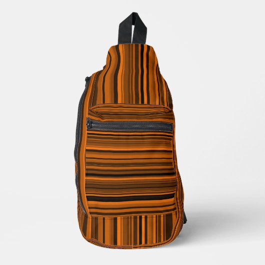 Orange Brown Black Stripes Crossbody Bag (Vorderseite)
