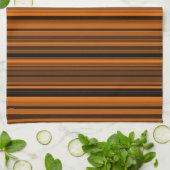 Orange Brown Black Stripes Geschirrtuch (Gefaltet)
