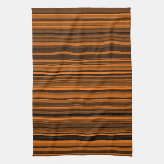 Orange Brown Black Stripes Geschirrtuch (Vertikal)
