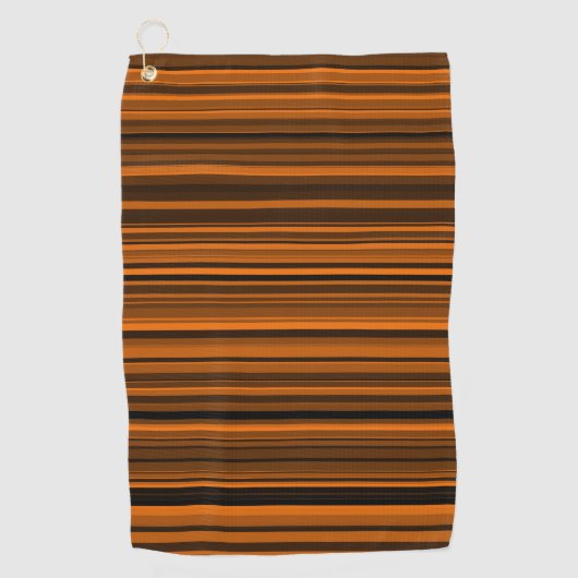 Orange Brown Black Stripes Golfhandtuch (Vorderseite)
