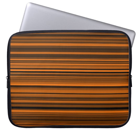 Orange Brown Black Stripes Laptopschutzhülle (Vorderseite)