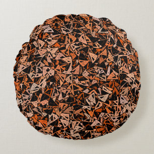 Orange Brown Black Triangle Nahtloses Muster Rundes Kissen