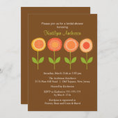 Orange & Brown Blooms Bridal Dusche Einladung (Vorne/Hinten)