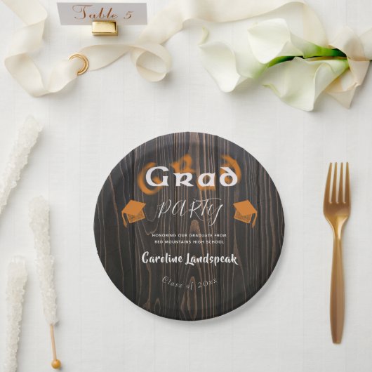 Orange Brown Blurred Typografy Graduation Party Pappteller (Hochzeit)